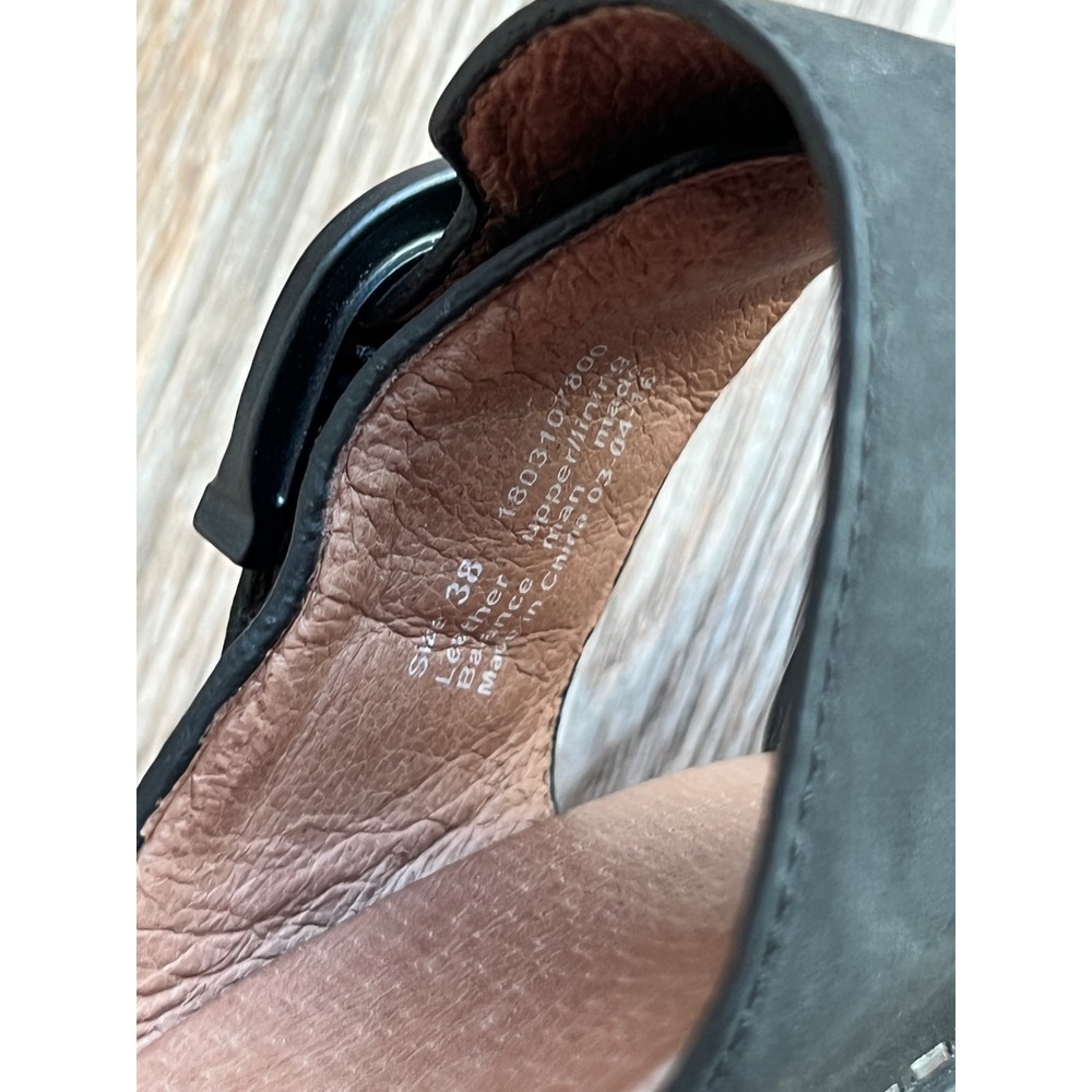 Dansko Ramona Black Leather Slide Sandals Buckle Block Heel Clog Mules Size 7.5 - Picture 4 of 11